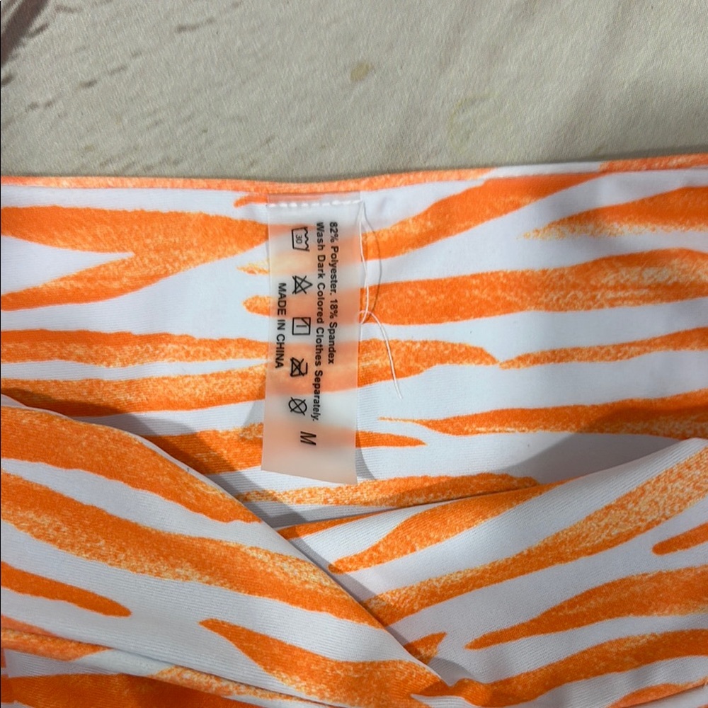 SHEIN Orange and White Zebra Print Bikini - Picture 2 of 5